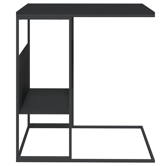 Flores Wooden Side Table In Black With Black Metal Frame