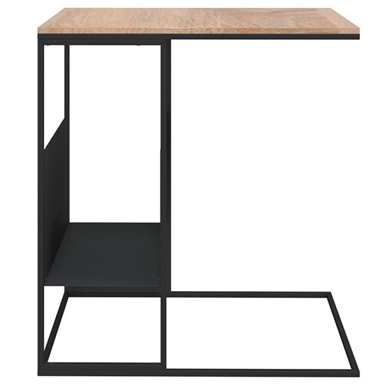 Flores Wooden Side Table In Natural With Black Metal Frame