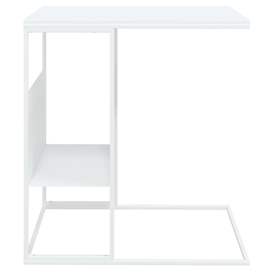 Flores Wooden Side Table In White With White Metal Frame