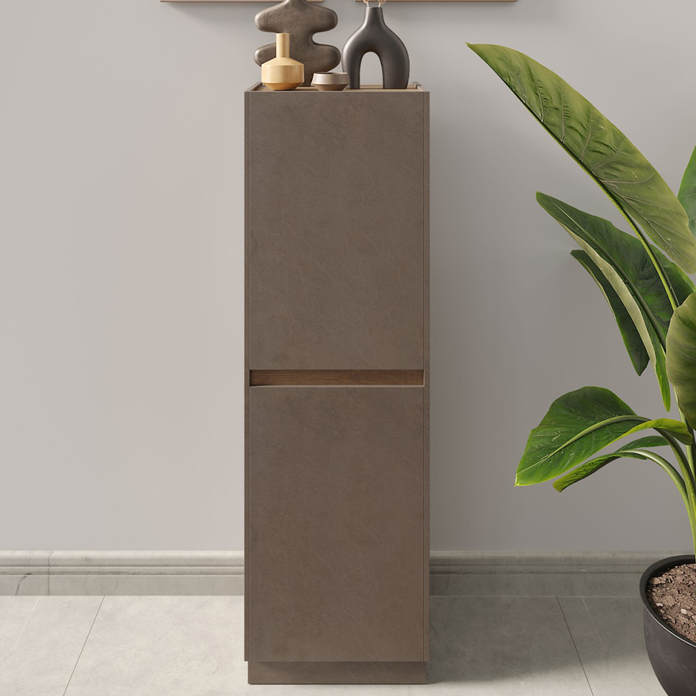 Read more about Flores wooden storage cabinet with 2 doors in bronze dark oak