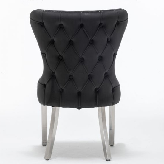 Floret Button Back Black Velvet Dining Chairs In Pair_4