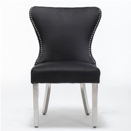 Floret Button Back Velvet Dining Chair In Black