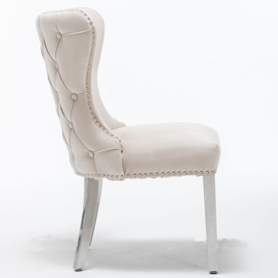 Floret Button Back Velvet Dining Chair In Cream_2