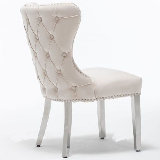 Floret Button Back Velvet Dining Chair In Cream_3