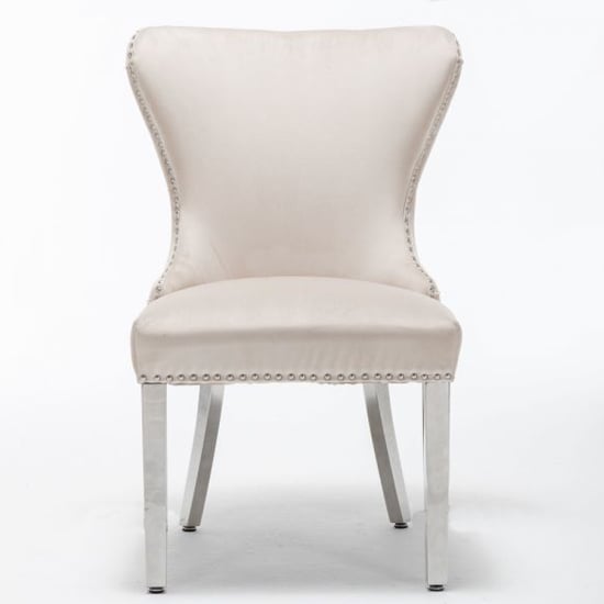 Floret Button Back Velvet Dining Chair In Cream