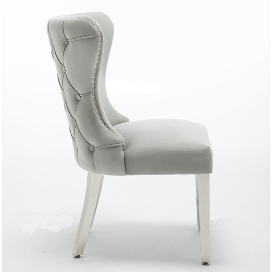 Floret Button Back Velvet Dining Chair In Light Grey_2