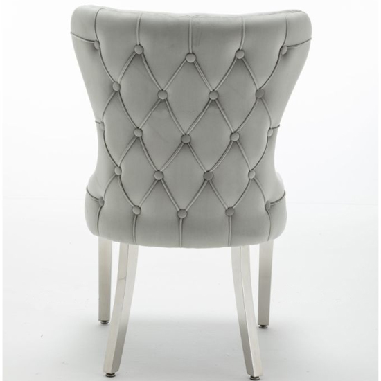 Floret Button Back Velvet Dining Chair In Light Grey_3