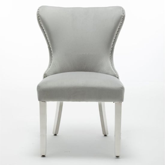 Floret Button Back Light Grey Velvet Dining Chairs In Pair_2