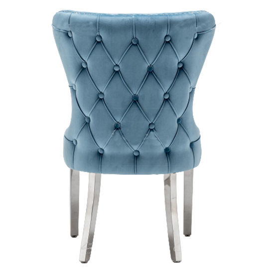 Floret Button Back Blue Velvet Dining Chairs In Pair_4