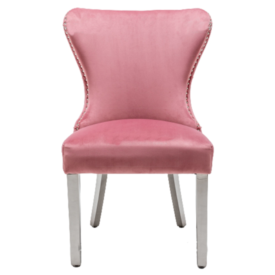 Floret Button Back Blush Pink Velvet Dining Chairs In Pair_3