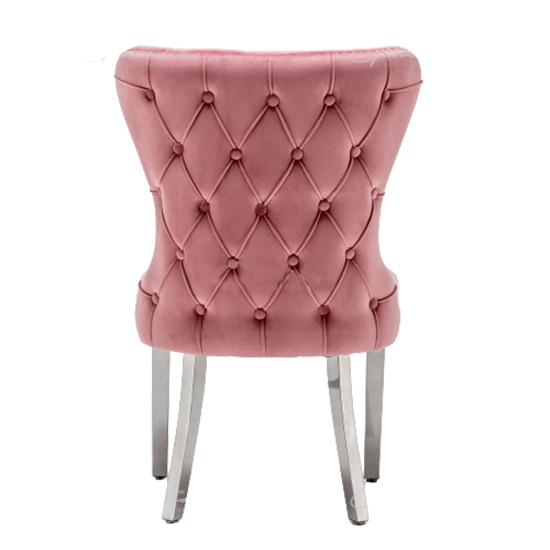 Floret Button Back Blush Pink Velvet Dining Chairs In Pair_4