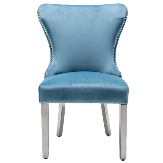 Floret Button Back Velvet Dining Chair In Blue_2