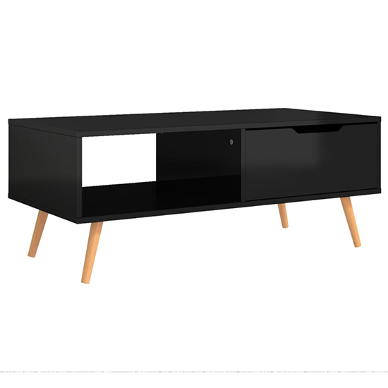 Floria High Gloss Coffee Table With 1 Drawer In Black