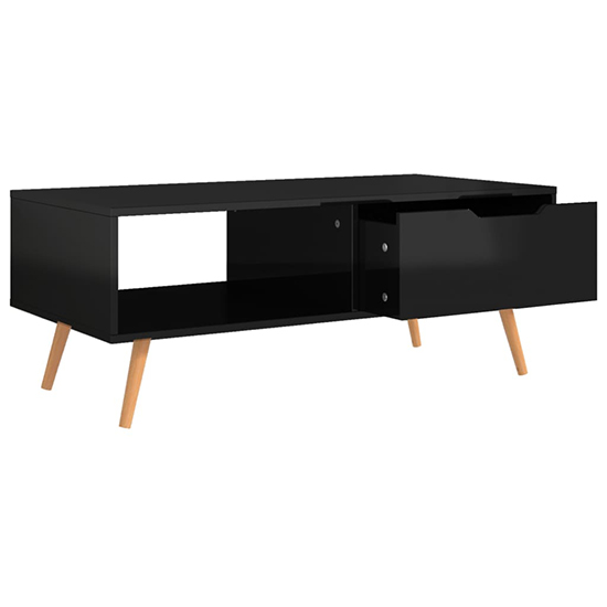 Floria High Gloss Coffee Table With 1 Drawer In Black