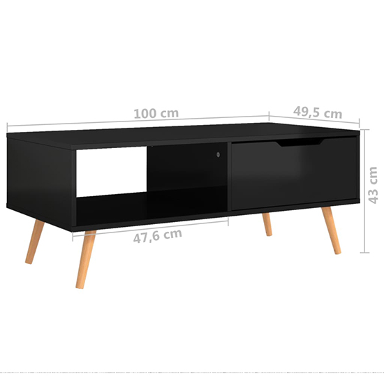 Floria High Gloss Coffee Table With 1 Drawer In Black