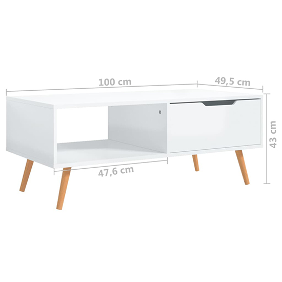 Floria High Gloss Coffee Table With 1 Drawer In White_5