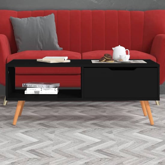 Read more about Floria wooden coffee table with 1 drawer in black