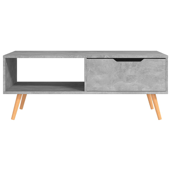 Floria Wooden Coffee Table With 1 Drawer In Concrete Effect