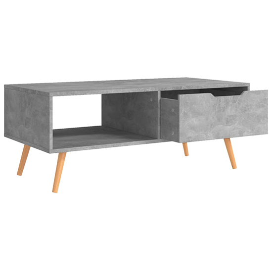 Floria Wooden Coffee Table With 1 Drawer In Concrete Effect
