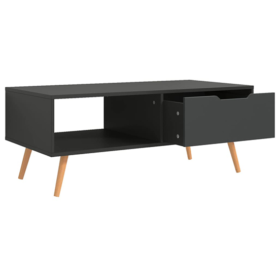 Floria Wooden Coffee Table With 1 Drawer In Grey