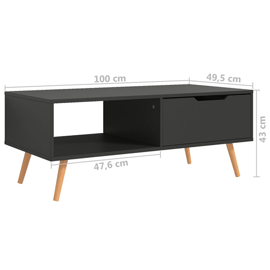 Floria Wooden Coffee Table With 1 Drawer In Grey