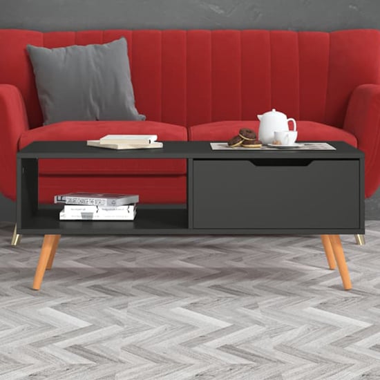 Read more about Floria wooden coffee table with 1 drawer in grey