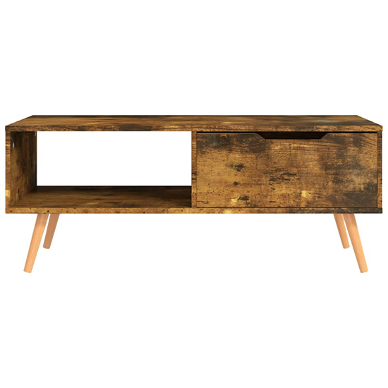Floria Wooden Coffee Table With 1 Drawer In Smoked Oak