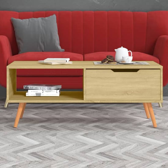 Read more about Floria wooden coffee table with 1 drawer in sonoma oak