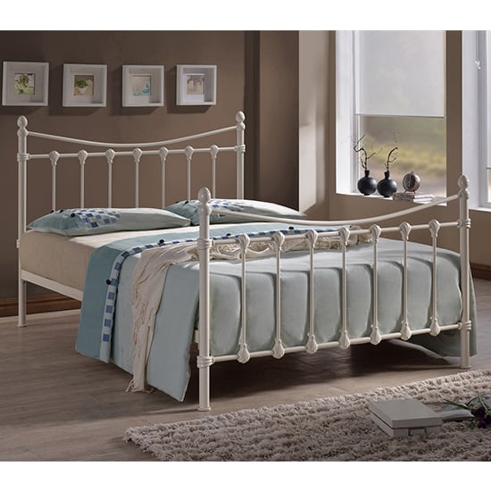 Florida Vintage Style Metal King Size Bed In Ivory