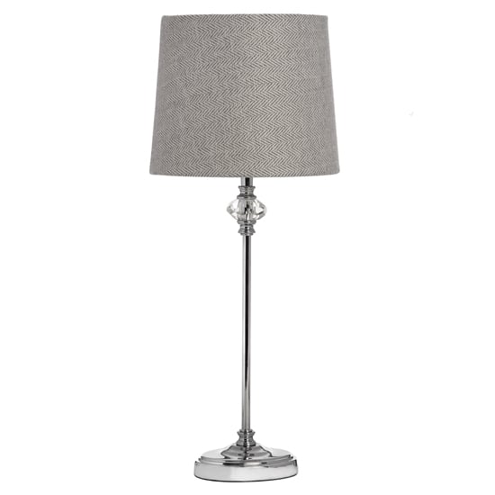 Florin Metal Table Lamp In Silver With Grey Shade_1