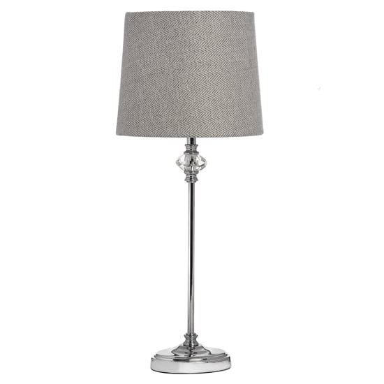 Photo of Florin metal table lamp in silver with grey shade