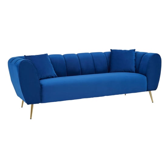 Read more about Florina upholstered velvet 3 seater sofa in midnight blue