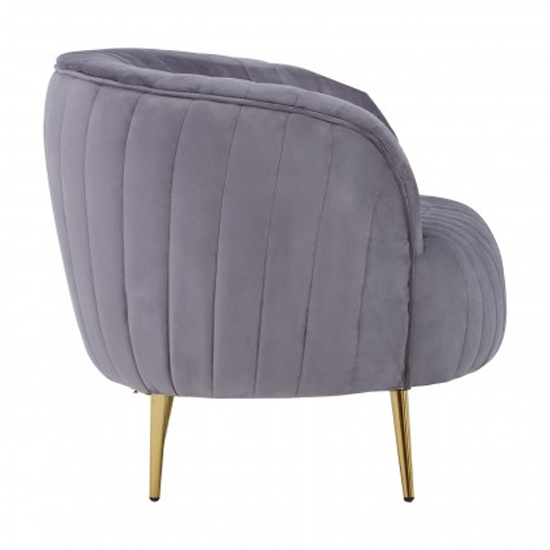 Florino Upholstered Velvet Armchair With Gold Legs In Grey_3