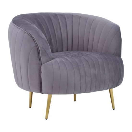 Read more about Florino upholstered velvet armchair with gold legs in grey