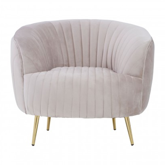 Florino Upholstered Velvet Armchair With Gold Legs In Mink_2