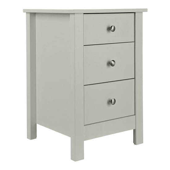 Photo of Flosteen wooden 3 drawers bedside cabinet in soft grey