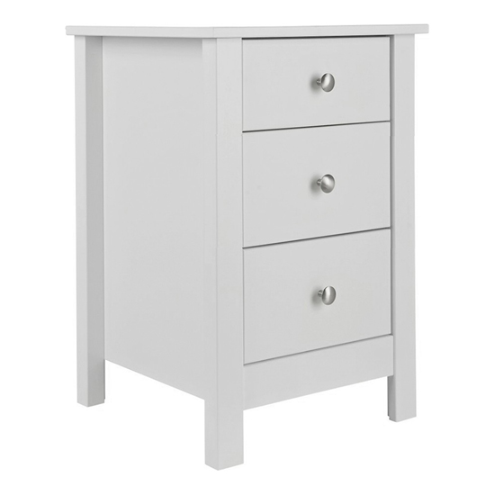 Photo of Flosteen wooden 3 drawers bedside cabinet in white