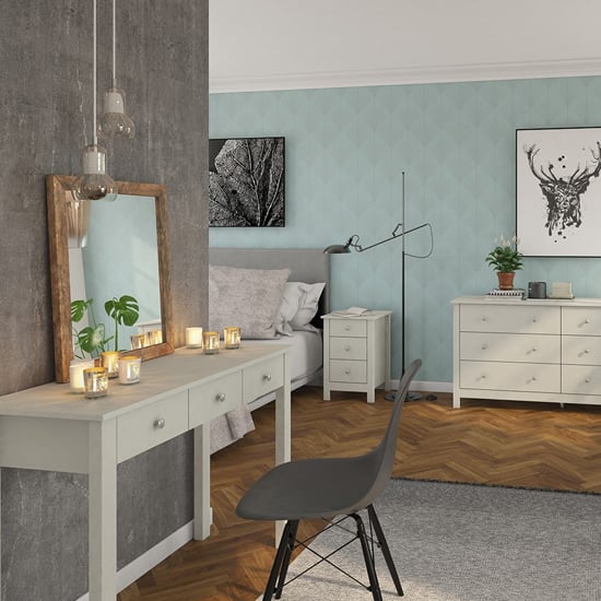 Flosteen Wooden 3 Drawers Dressing Table In Soft Grey_5
