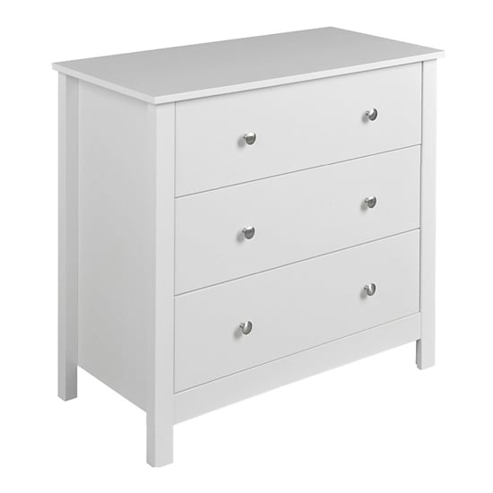 Photo of Flosteen wooden chest of drawers in white with 3 drawers