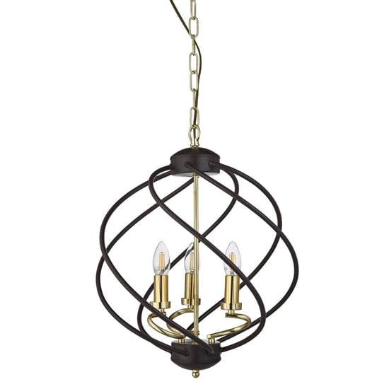 Flow 3 Lights Ceiling Pendant Light In Black And Gold_2