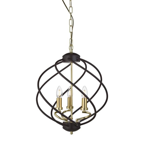 Flow 3 Lights Ceiling Pendant Light In Black And Gold_1