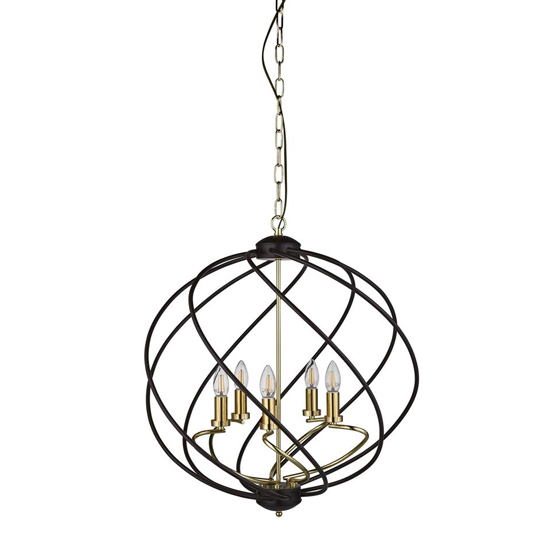 Flow 5 Lights Ceiling Pendant Light In Black And Gold_2