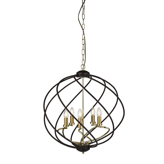 Flow 5 Lights Ceiling Pendant Light In Black And Gold_1
