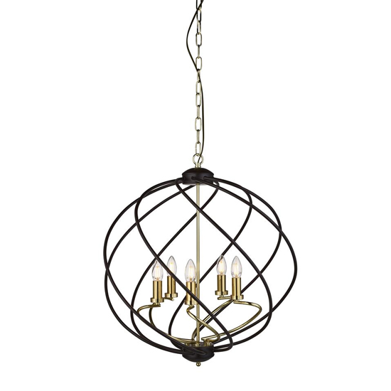 Photo of Flow 5 lights ceiling pendant light in black and gold