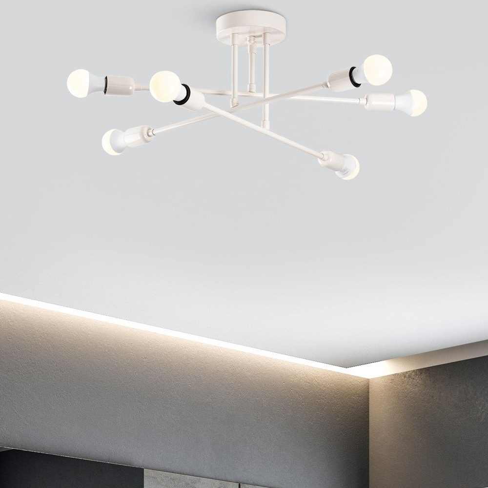 Flower 6 Light Iron Ceiling Pendant Light in White