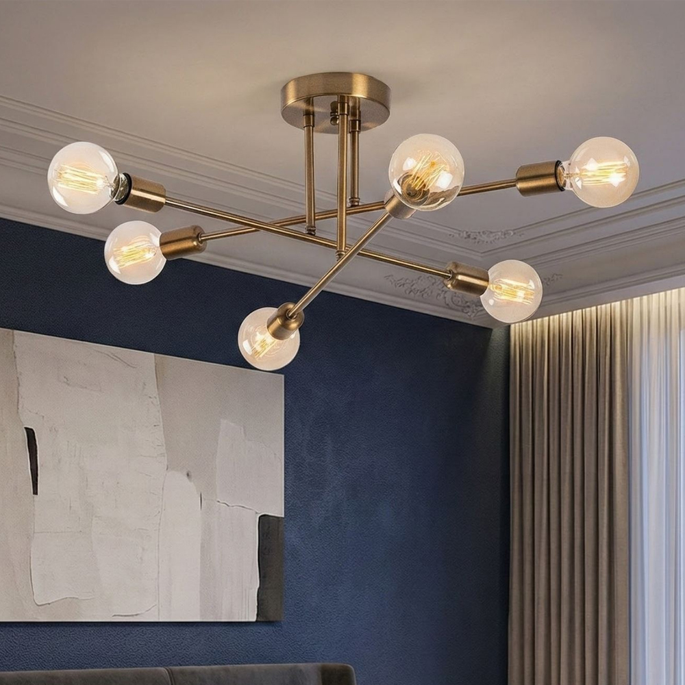 Flower 6 Light Metal Ceiling Pendant Light in Vintage