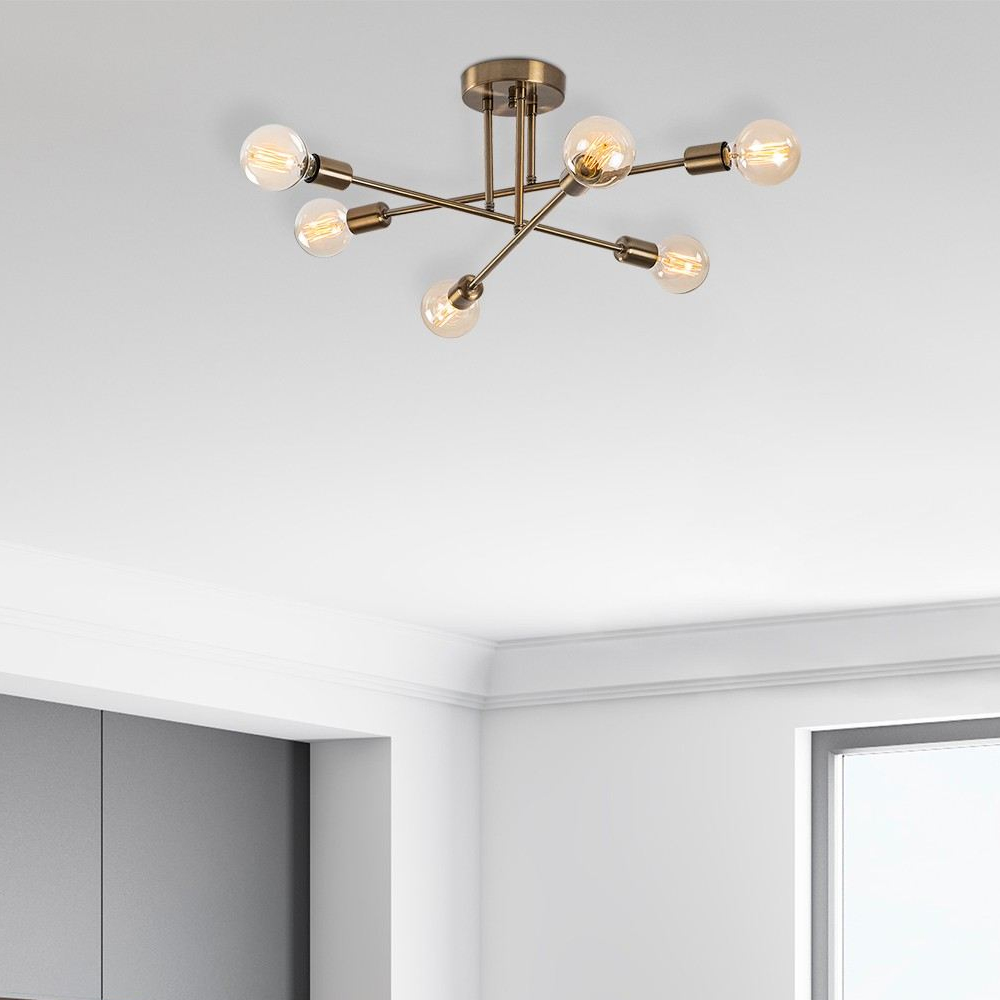 Flower 6 Light Metal Ceiling Pendant Light in Vintage