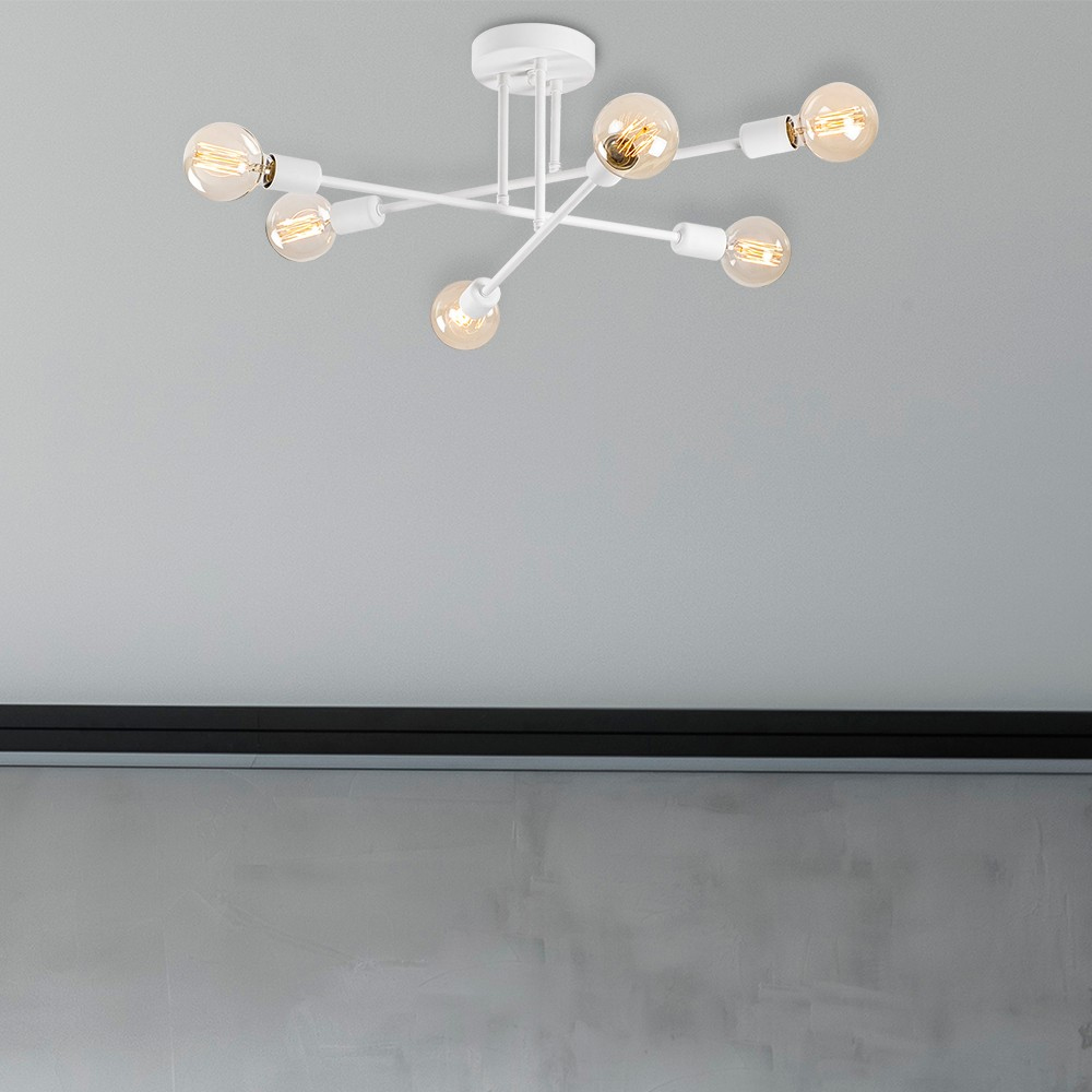 Flower 6 Light Metal Ceiling Pendant Light in White