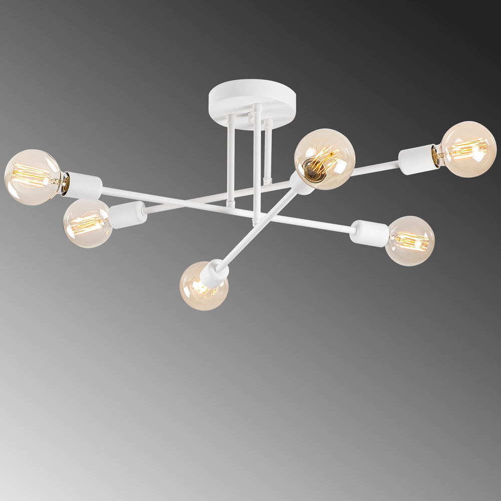 Flower 6 Light Metal Ceiling Pendant Light in White