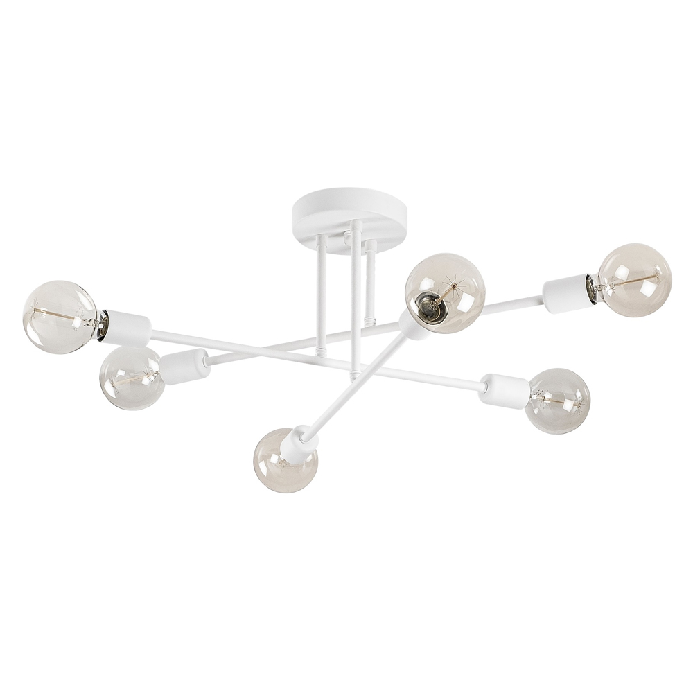 Flower 6 Light Metal Ceiling Pendant Light in White